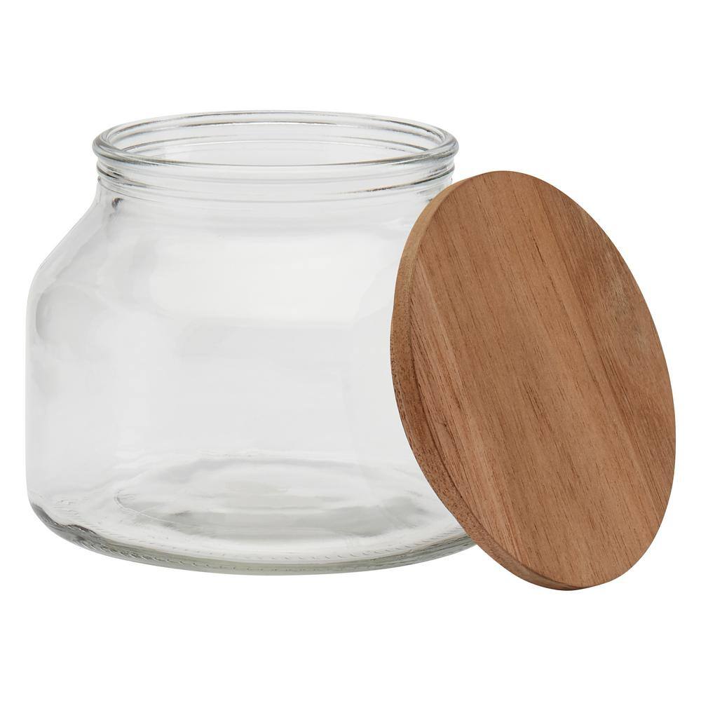 4-Piece European Glass Canister Set with Acacia Wood Lids - Hercitys