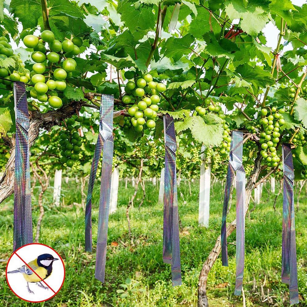 1.89 in. x 328 ft. Double Sided Holographic Bird Scare Tape, Laser Flower, (2-Pack) - Hercitys