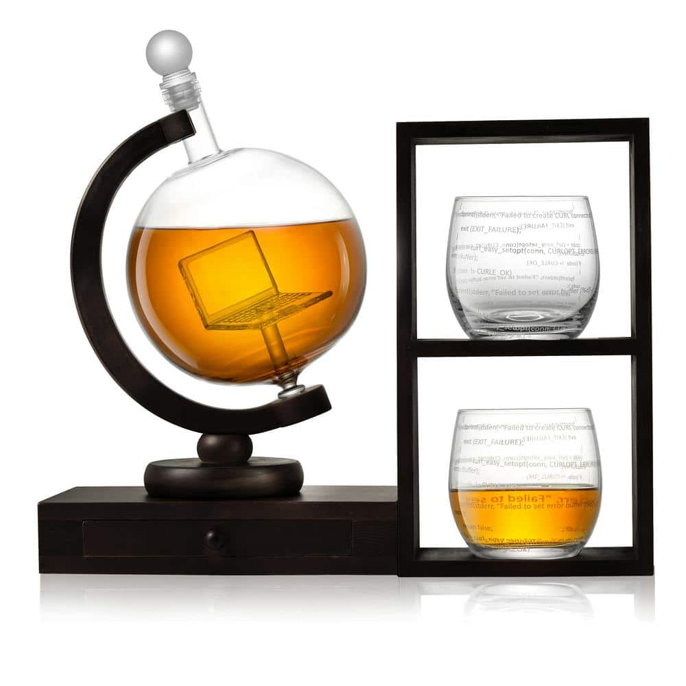 27 oz. 3-Piece Executive Computer Whiskey Decanter and Glasses (Set of 3) - Hercitys