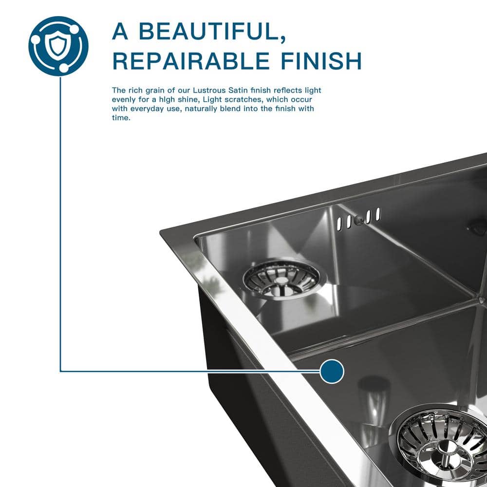 30 in. Drop-In/Undermount Double Bowl Stainless Steel Kitchen Sink with Faucet - Hercitys