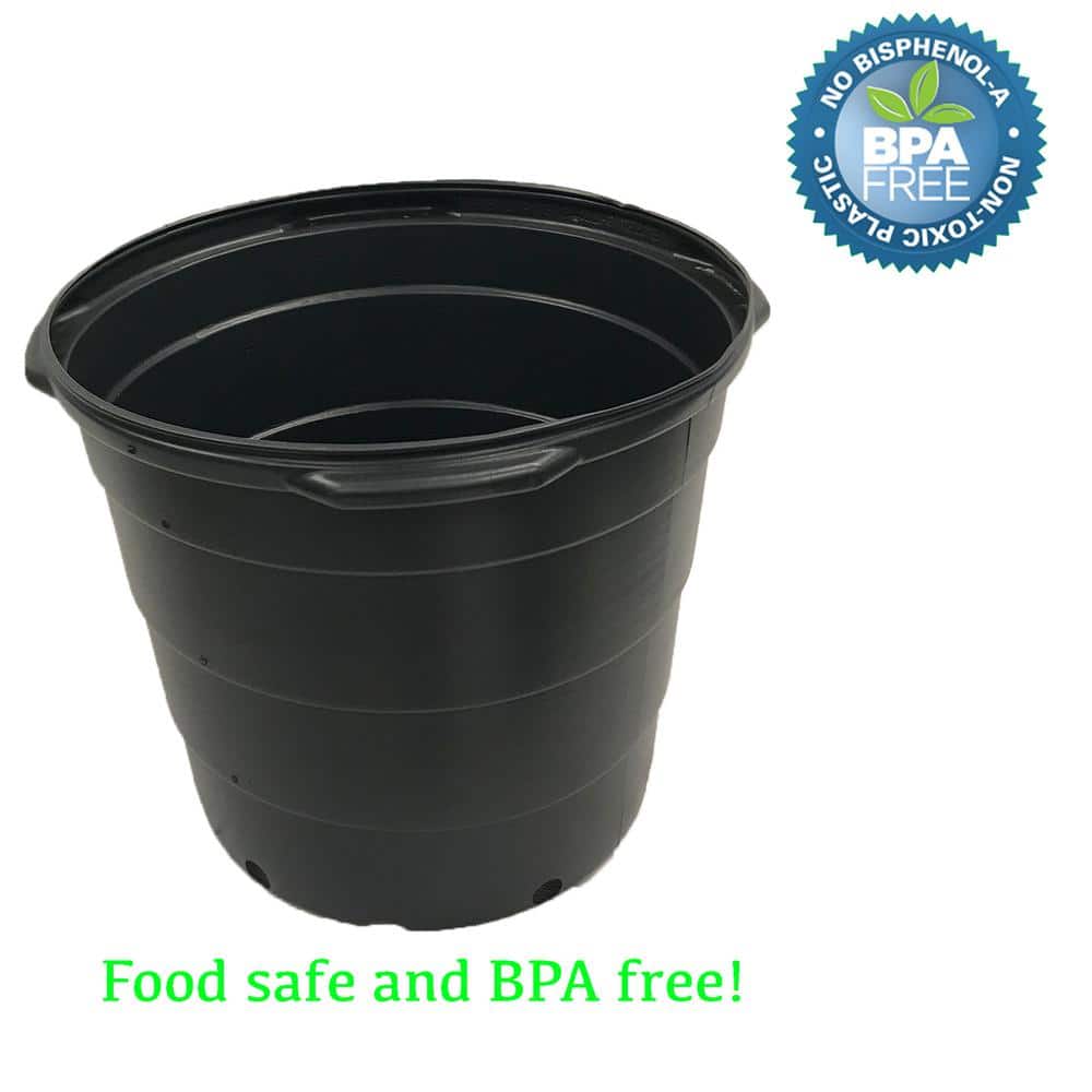 20 Gal. 80 qts. Black Round Plastic Nursery Garden Pots 77.22 l/3.17 cu. Ft. (5-Pack) - Hercitys