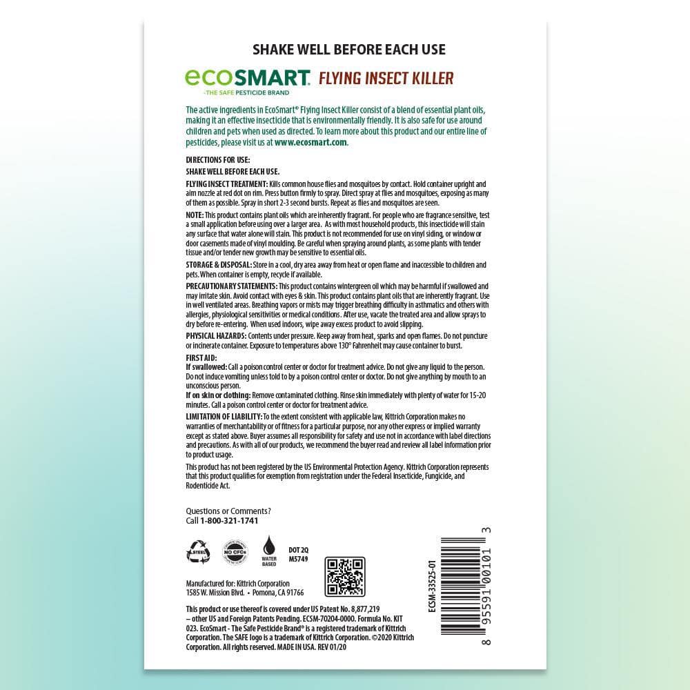 14 oz. Natural Flying Insect Killer with Plant-Based Rosemary and Peppermint Oil, Aerosol Spray Can (2-Pack) - Hercitys