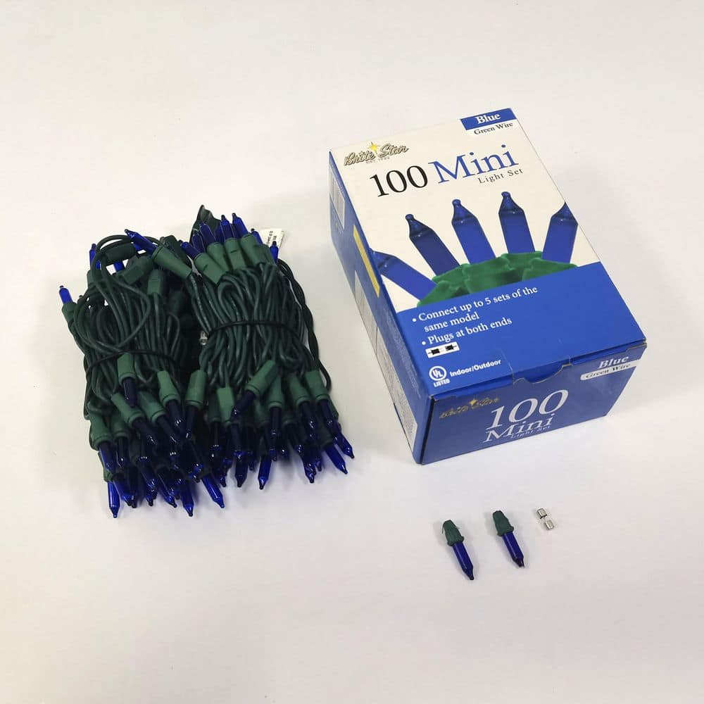 22.42 ft. 100-Count Incandescent Blue Christmas String to String Mini Lights - Hercitys