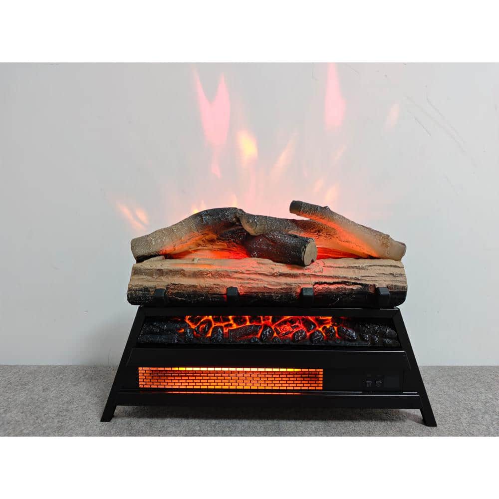 23 in. Infrared Electric Fireplace 3D Log Set Insert in Antique Black for Indoor - Hercitys