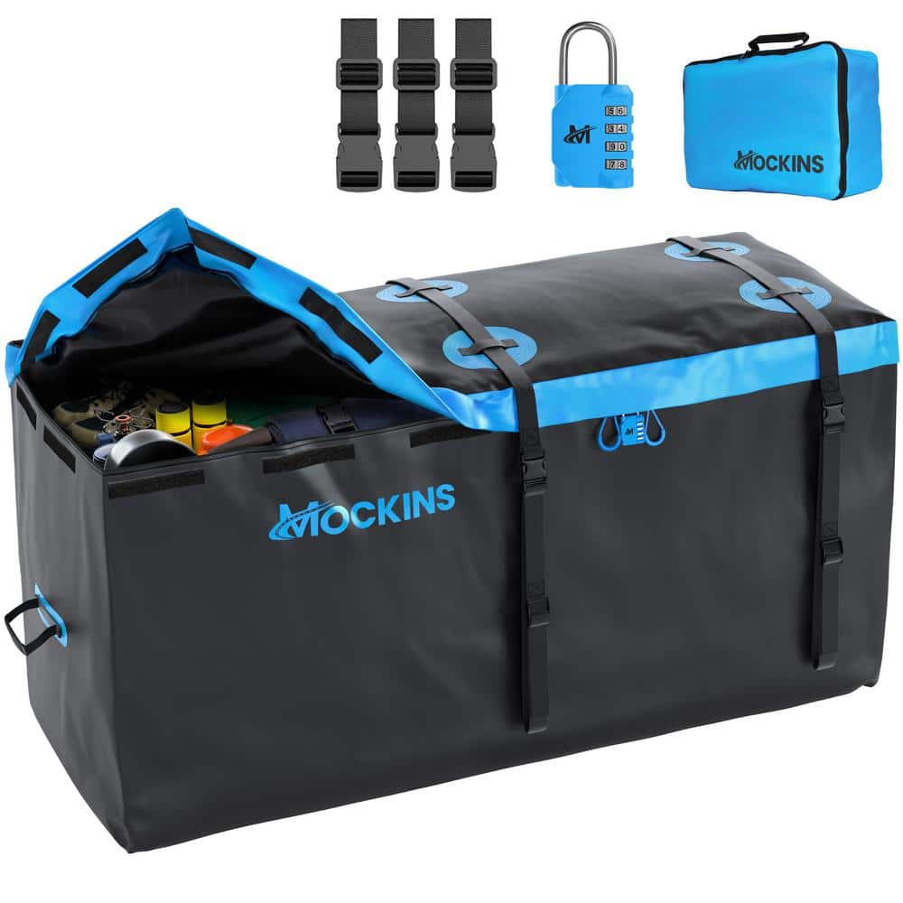 25 cu. ft. Waterproof Cargo Carrier Bag 60 in. x 31 in. x 24 in. Hitch Bag with Lock, Straps and Carry Bag, Blue - Hercitys