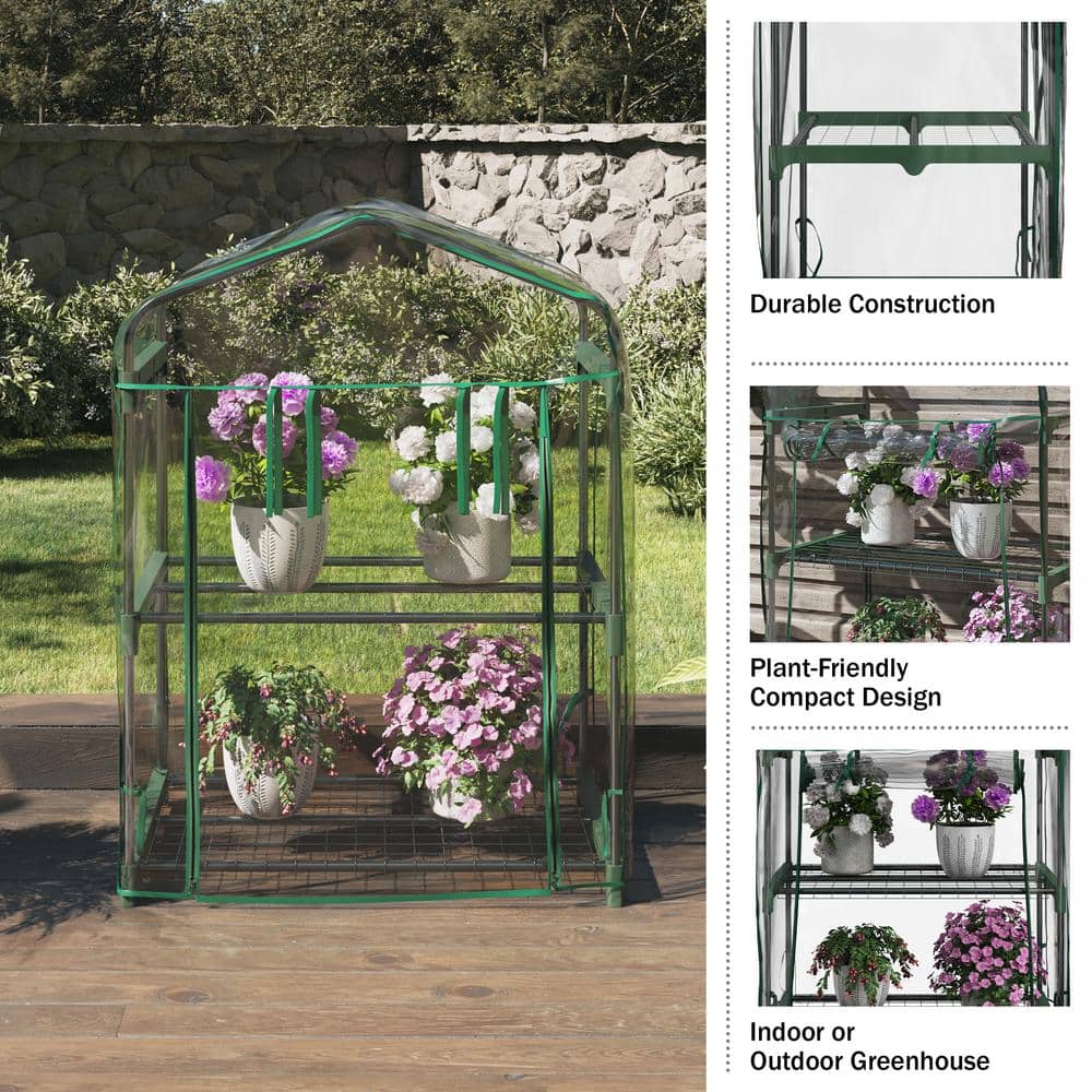 27 in. W x 19 in. D x 37.5 in. H PVC/Steel Clear Mini Greenhouse - Hercitys