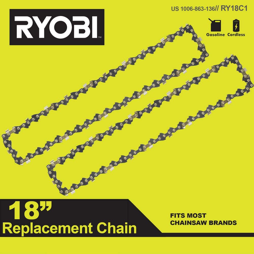 18 in. 0.050-Gauge Replacement Full Complement Standard Chainsaw Chain, 62 Links (2-Pack) - Hercitys