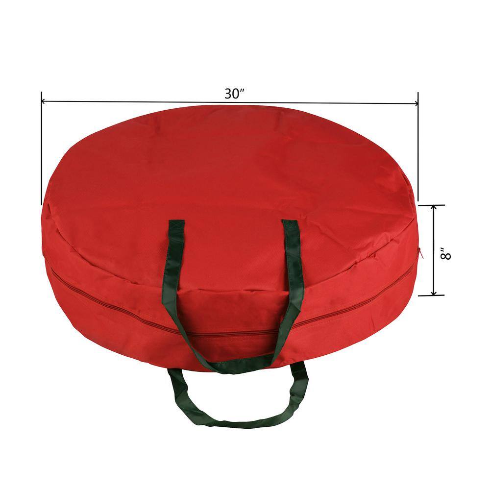 30 in. Artificial Red Canvas Supreme Christmas Wreath Storage Bag - Hercitys