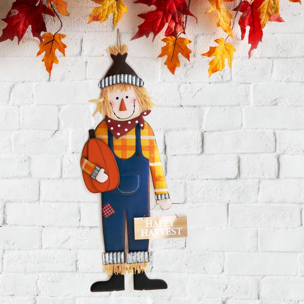 36 in. H Fall Metal Scarecrow Yard Stake/Standing/Hanging Sign (KD, 3-Function) - Hercitys