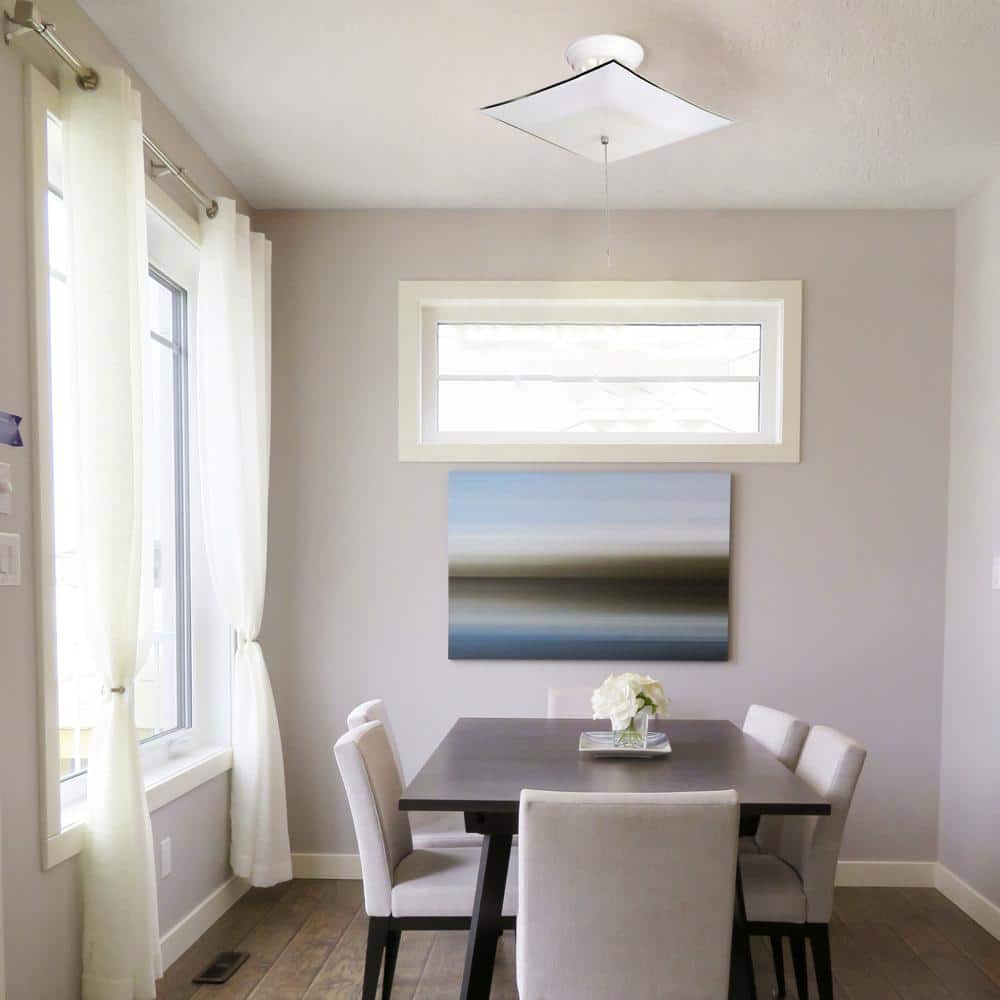 2-Light White Ceiling Square Mount Light Fixture with Pullchain - Hercitys