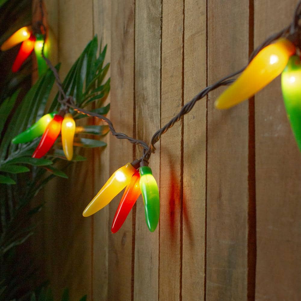 36-Light Clear Incandescent Chili Pepper Cluster Christmas Lights with Brown Wire - Hercitys
