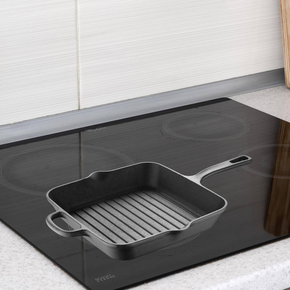 10 in. Cast Iron Grill Pan with Helper Handle - Hercitys