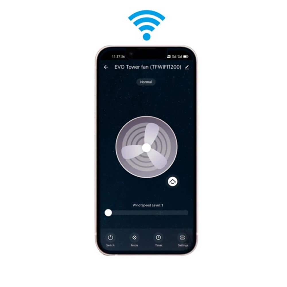 42 in. 5-Fan Speeds Digital Tower Fan in Black with Remote Control, WIFI, Voice Control - Hercitys