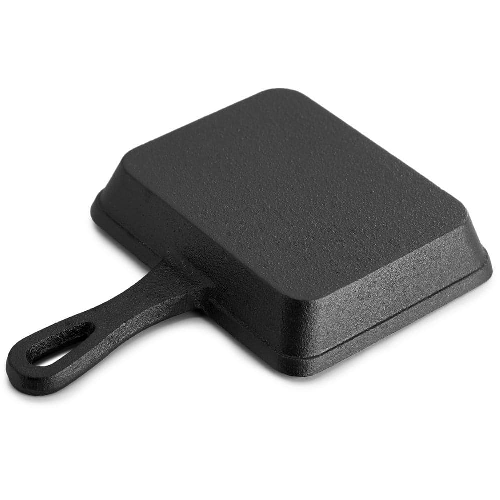 5 in. x 7 in. Mini Cast Iron Square Pan with Wood Tray - Hercitys
