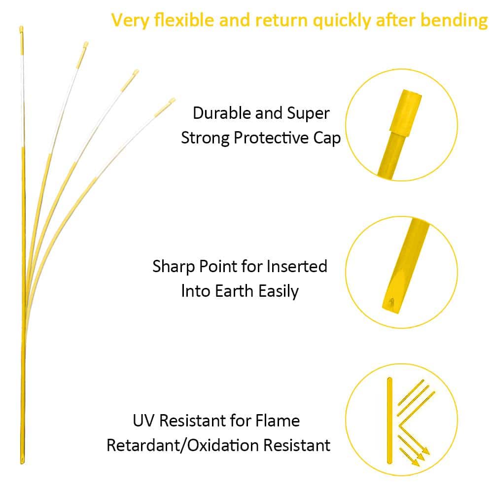 48 in. Reflective Driveway Markers Driveway Poles for Easy Visibility at Night, Yellow (20-Pack) - Hercitys