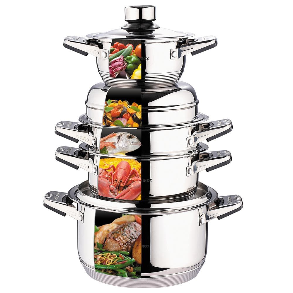 18-Piece Stainless Steel Cookware Set, Induction Compatible - Hercitys