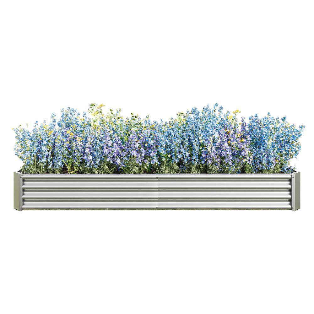 11.8 in. Tall 7.6 ft. x 3.7 ft. Silver Metal Raised Garden Bed Kit for Vegetables Flowers Ground Planter Box Planter Bed - Hercitys