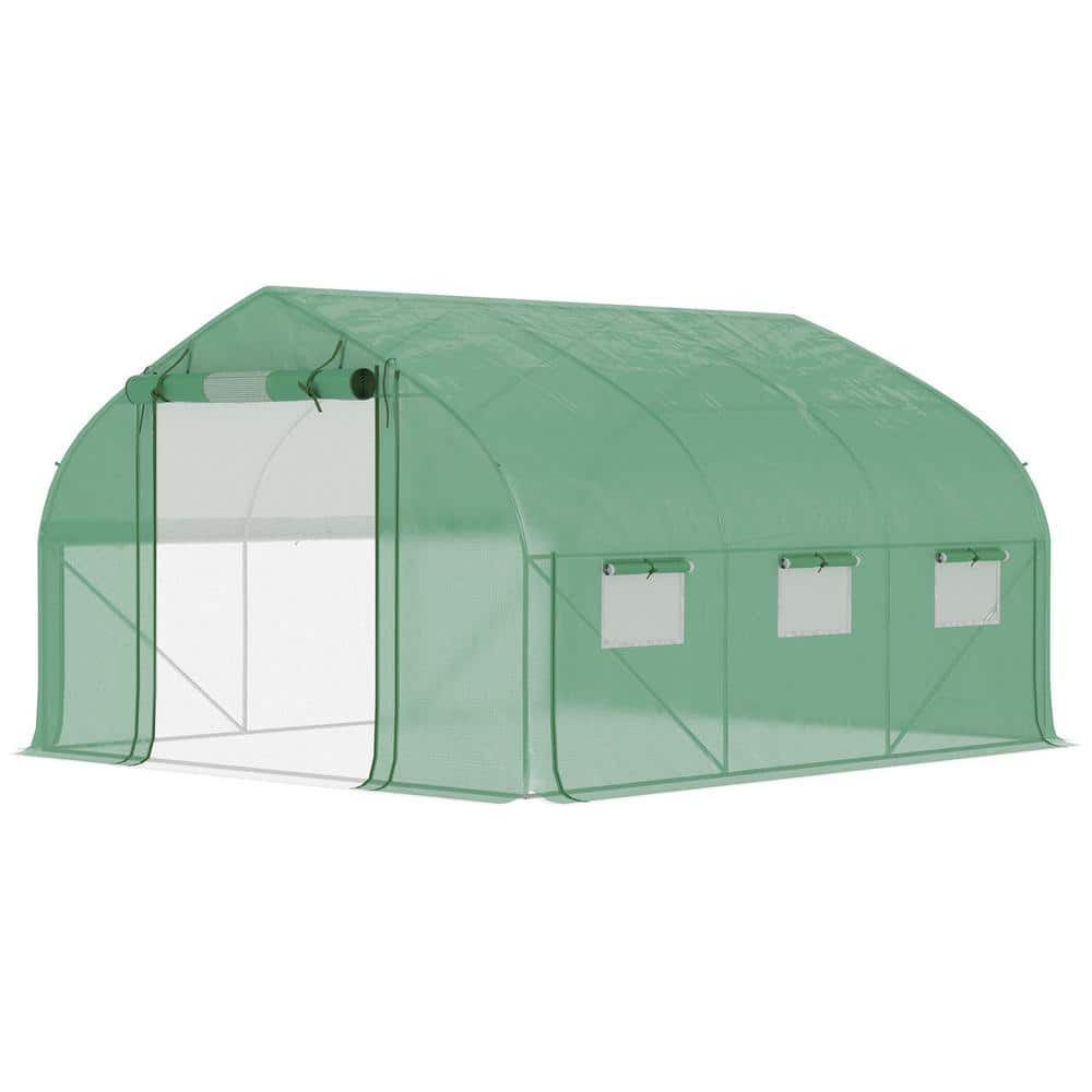 136.8 in. W x 117.6 in. D x 79.2 in. H Green Walk-In Tunnel Greenhouse - Hercitys