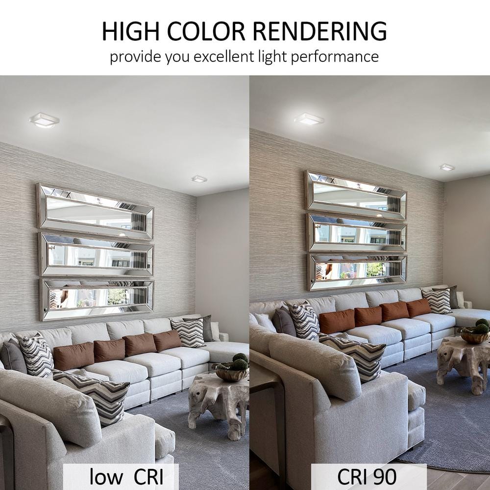 2-Pack 9 in. Brushed Nickel Selectable LED Integrated LED Flush Mount Square Downlight - Hercitys