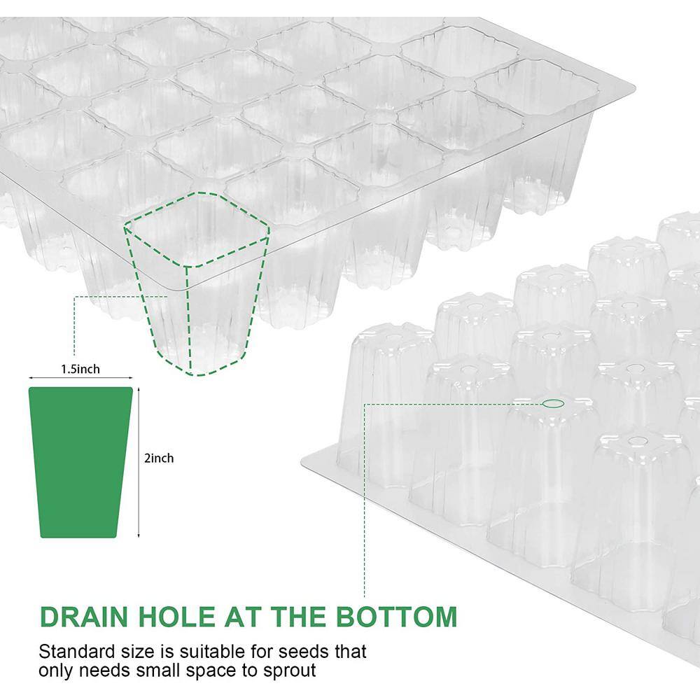 15.35 in. x 9.84 in. x 5.03 in. 200 Seed Starter Plant Grow Kit Greenhouse with Humidity Dome and Base (Pack of 5) - Hercitys