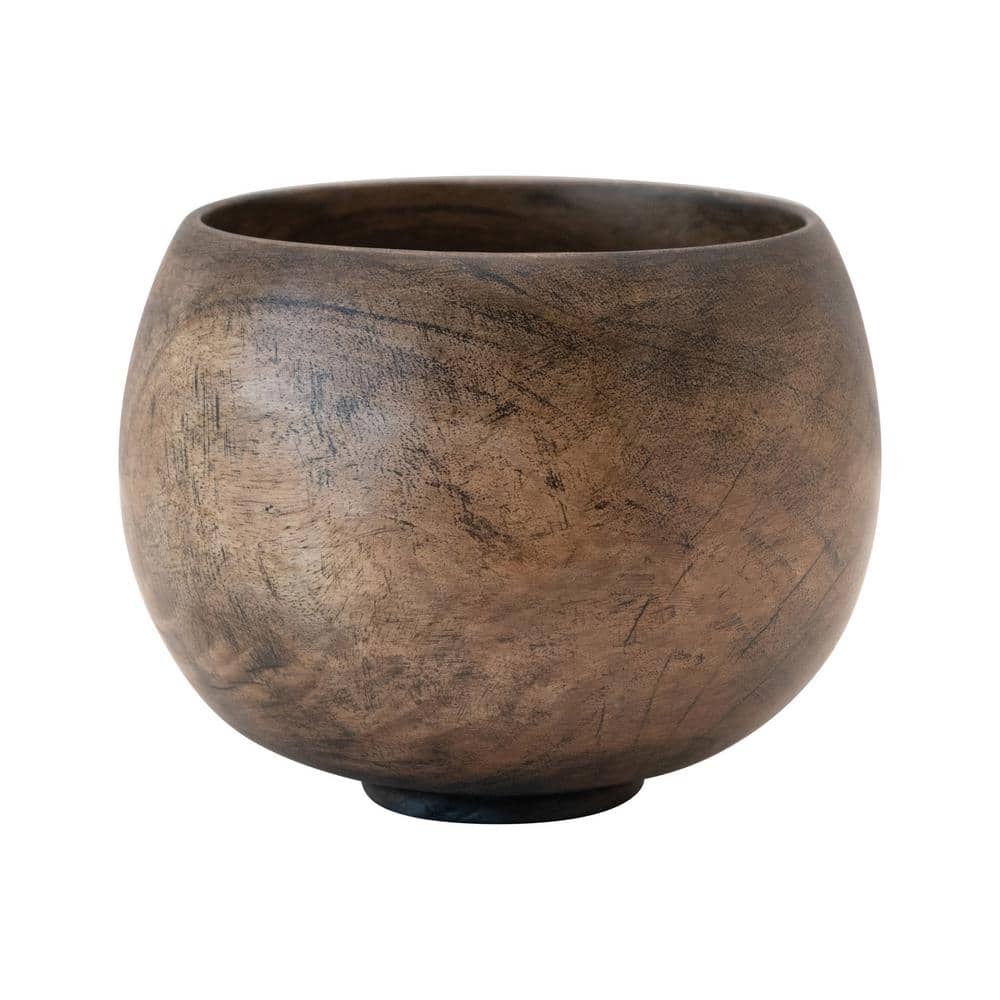 5 in. 57 oz. Walnut Stained Finish Mango Wood Bowl - Hercitys