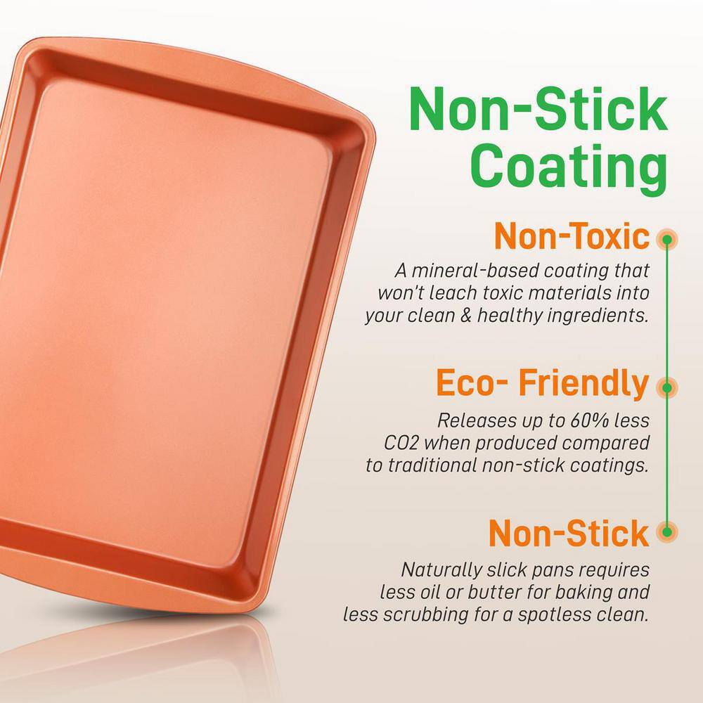 5-Piece Professional Home Kitchen Metal Bake Pan Set Commercial Grade Restaurant Quality, PFOA, PFOS, PTFE Free - Hercitys