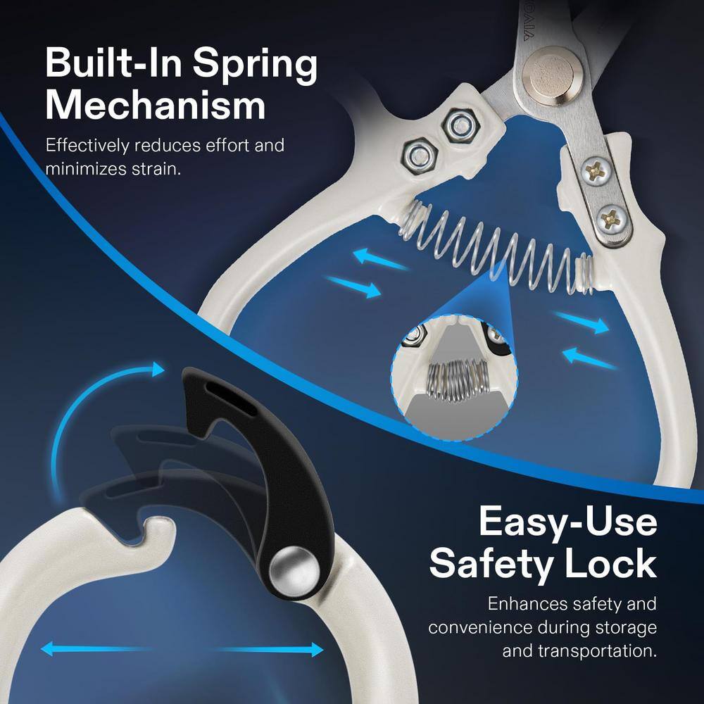 2.2 in. Bypass Light-Weight Pruning Shears with SK5 Blades and Q-Shaped Handle - Hercitys