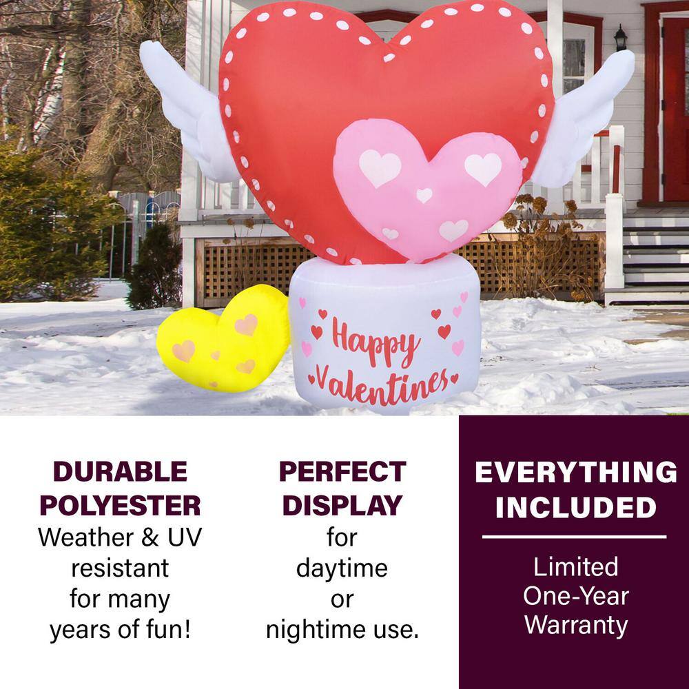 5 ft. Light Up Valentine’s Day Flying Hearts with Wings Inflatable - Hercitys