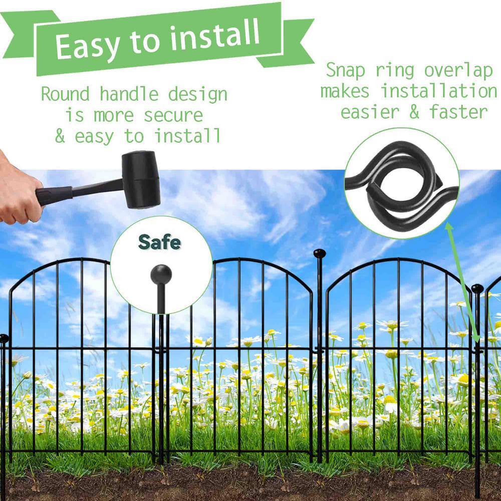 24 in. H x 13 in. L Metal Garden Fence, 10-Pack - Hercitys