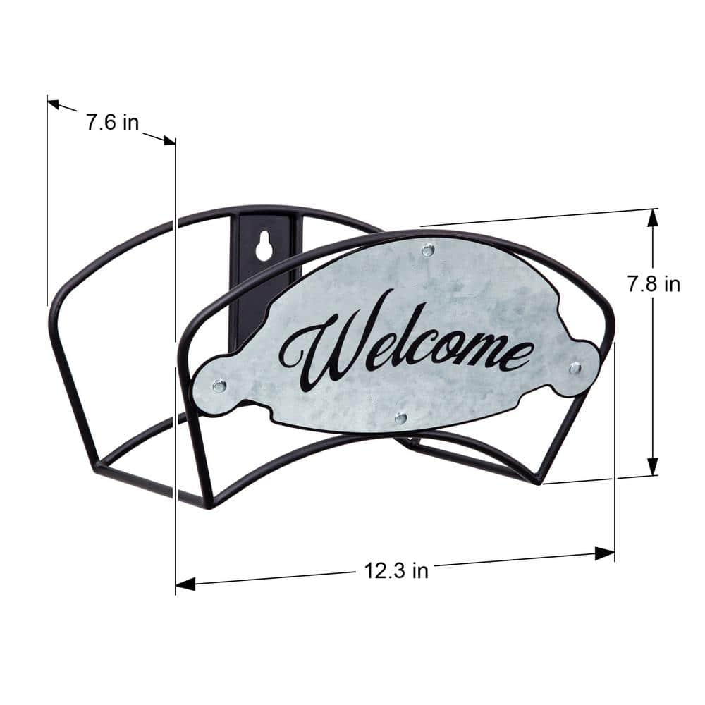 125 ft. Black Steel Galvanized Welcome Hose Hanger Garden Hose Reel - Hercitys