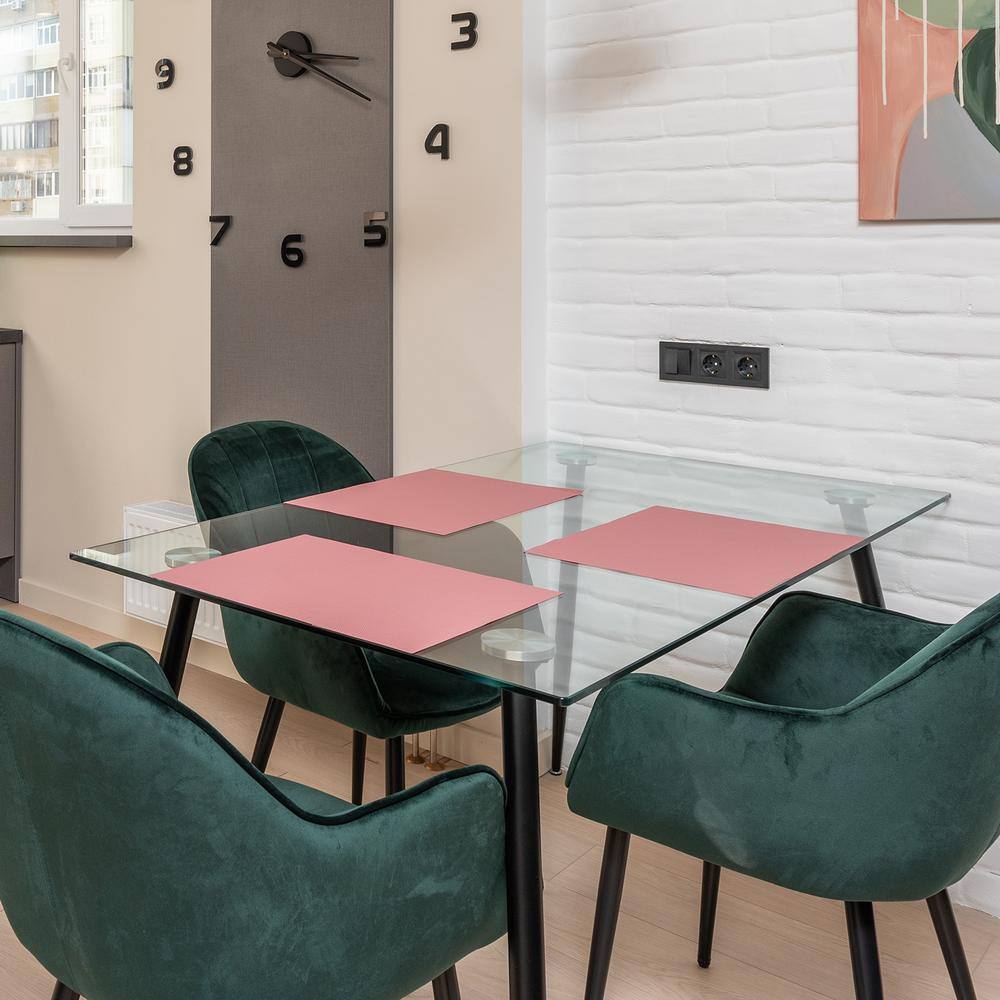 24 in. x 48 in. Clear Rectangle Glass Table Top 3/8 in. Thick Pencil Polish Tempered Touch Corners - Hercitys