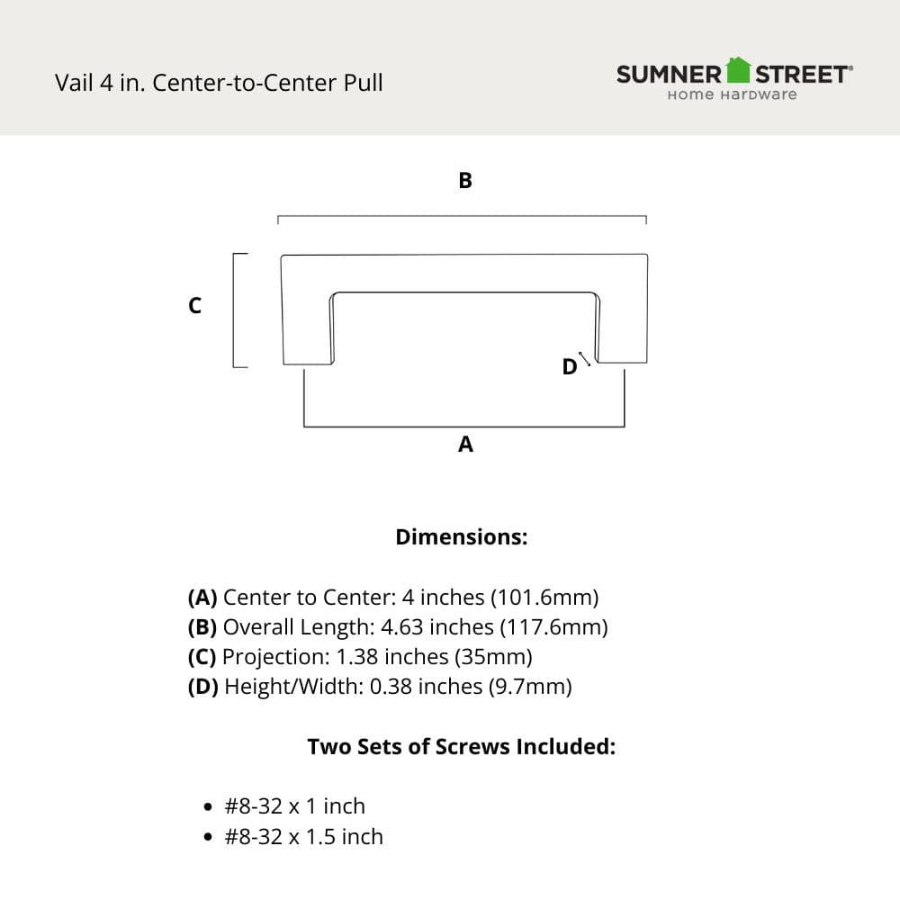 10-Pack Vail 4 in. (102 mm) Center-to-Center Modern Matte Black Bar Drawer Pull - Hercitys
