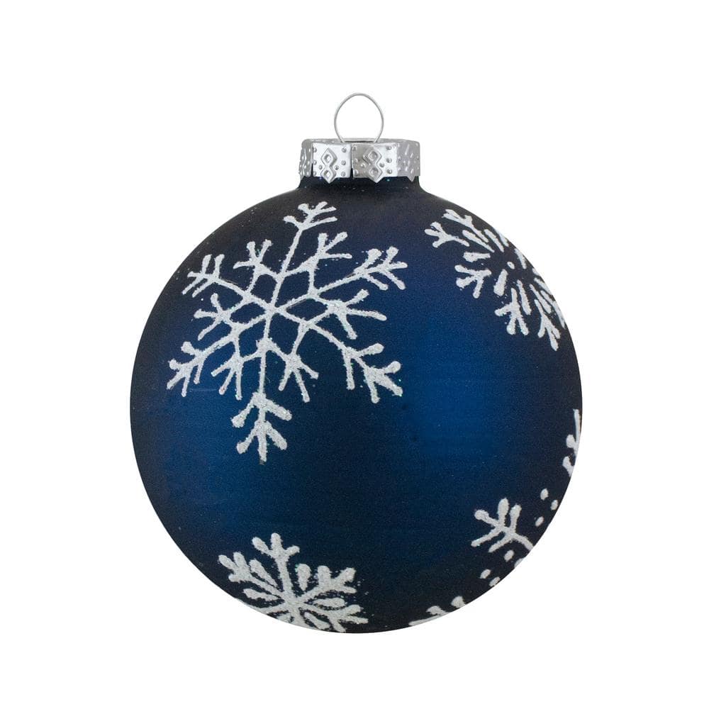 2.5 in. Dark Blue and Green Glass Matte Christmas Ball Ornaments Set of 4 - Hercitys