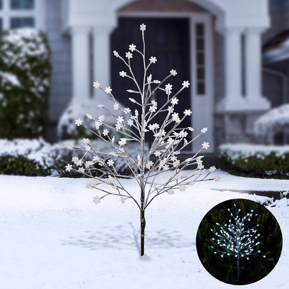 58 in. Tall Frosty Christmas Snowflake Tree with Cool White LED Lights - Hercitys