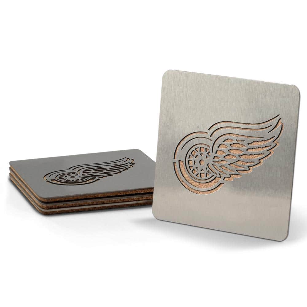 4 in. NHL Detroit Red Wings Metallics Coasters (Set of 4) - Hercitys