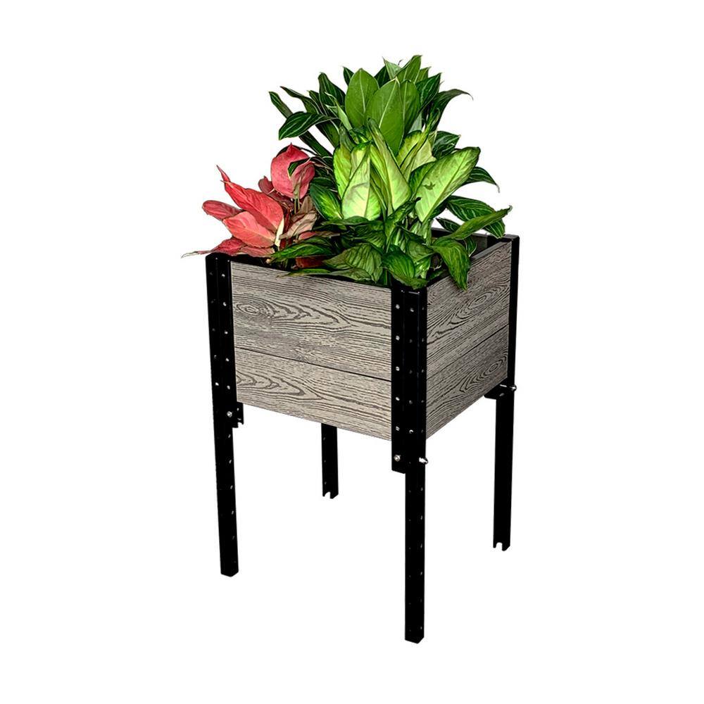17 in. L x 19 in. W x 28 in. H Elevated Composite Planter Box in Grey - Hercitys