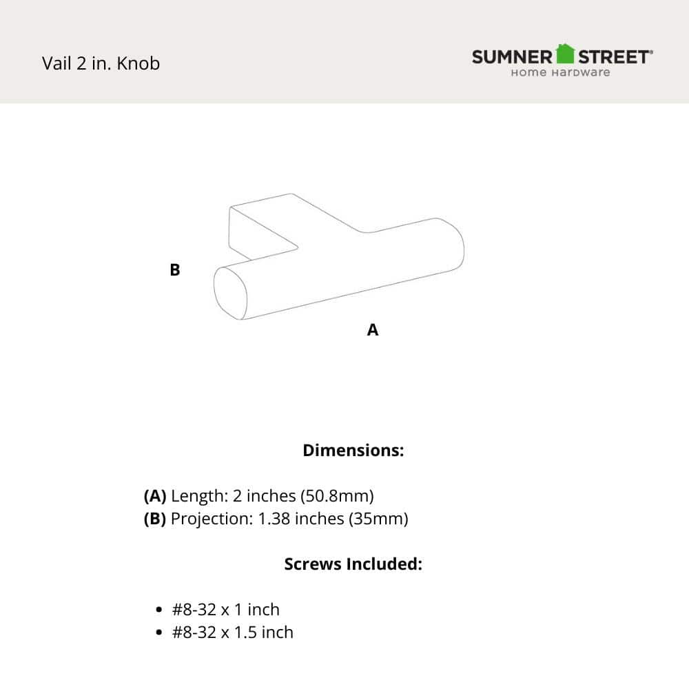 10-Pack Vail 2 in. (51 mm) Modern Satin Brass T-Shaped Cabinet Knob - Hercitys