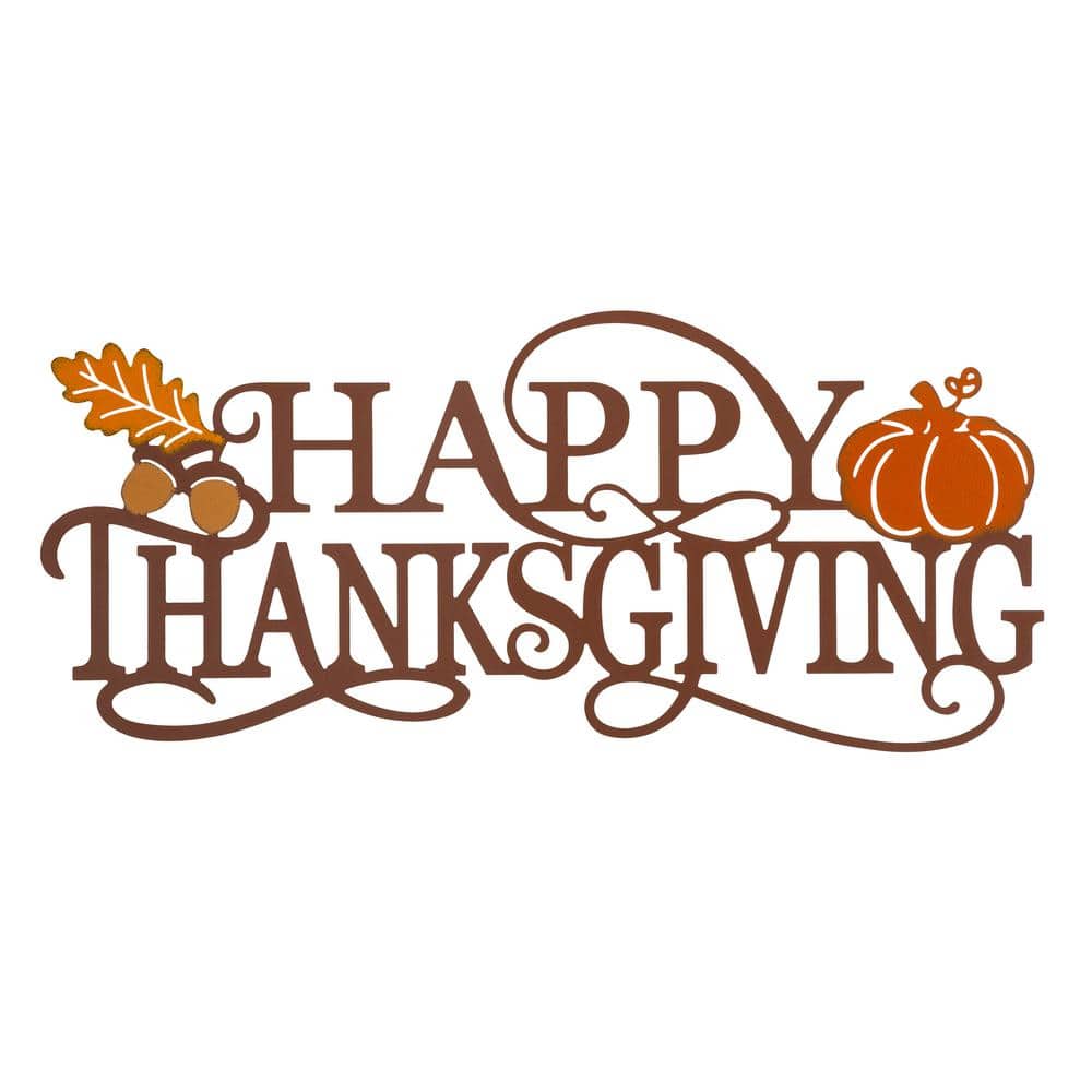 24 in. L Metal Happy Thanksgiving Wall Decor - Hercitys