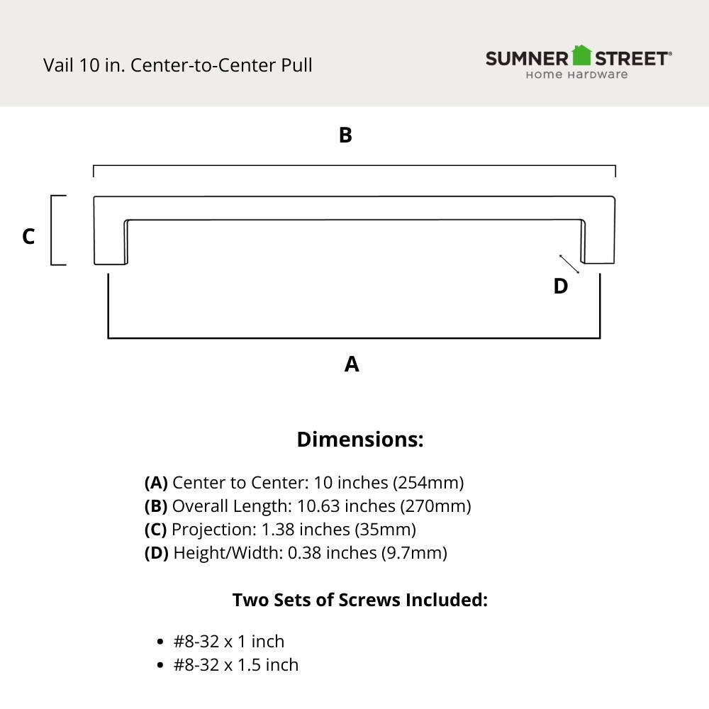 10-Pack Vail 10 in. (254 mm) Center-to-Center Modern Satin Brass Bar Drawer Pull - Hercitys