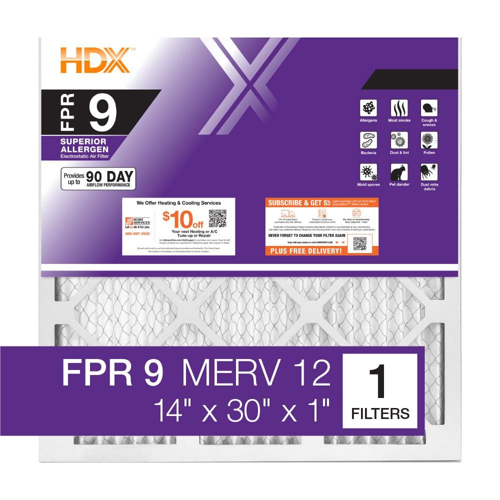 14 in. x 30 in. x 1 in. Superior Pleated Air Filter FPR 9, MERV 12 - Hercitys
