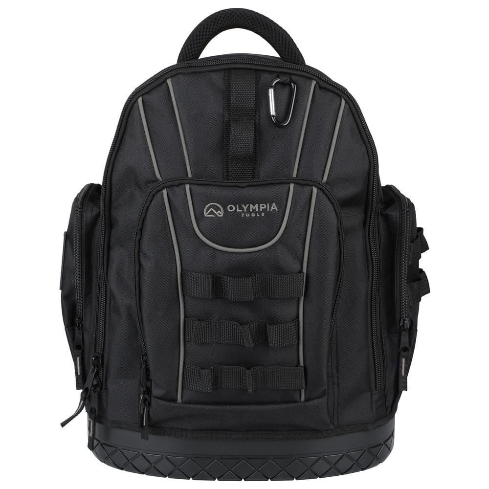 17.5 in. Black Water-Resistant Tool Organizer Backpack, Double Strap Handle, Padded Shoulder Straps - Hercitys