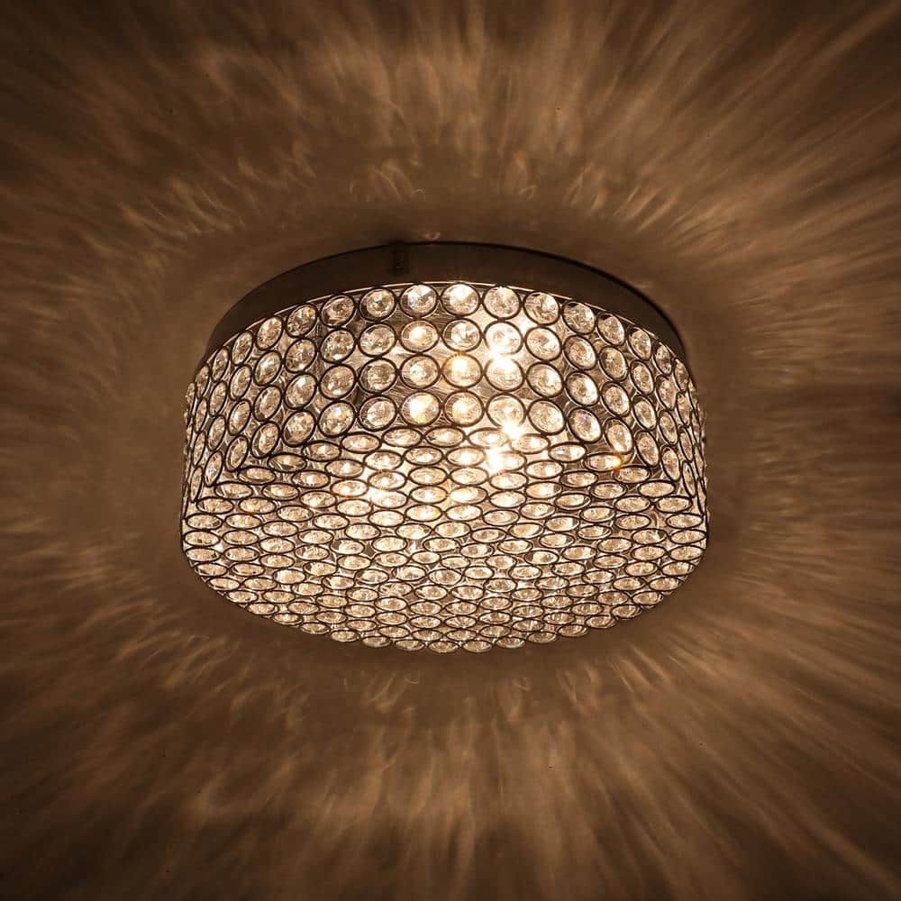 12 in. 2-Light Chrome Crystal Flush Mount - Hercitys