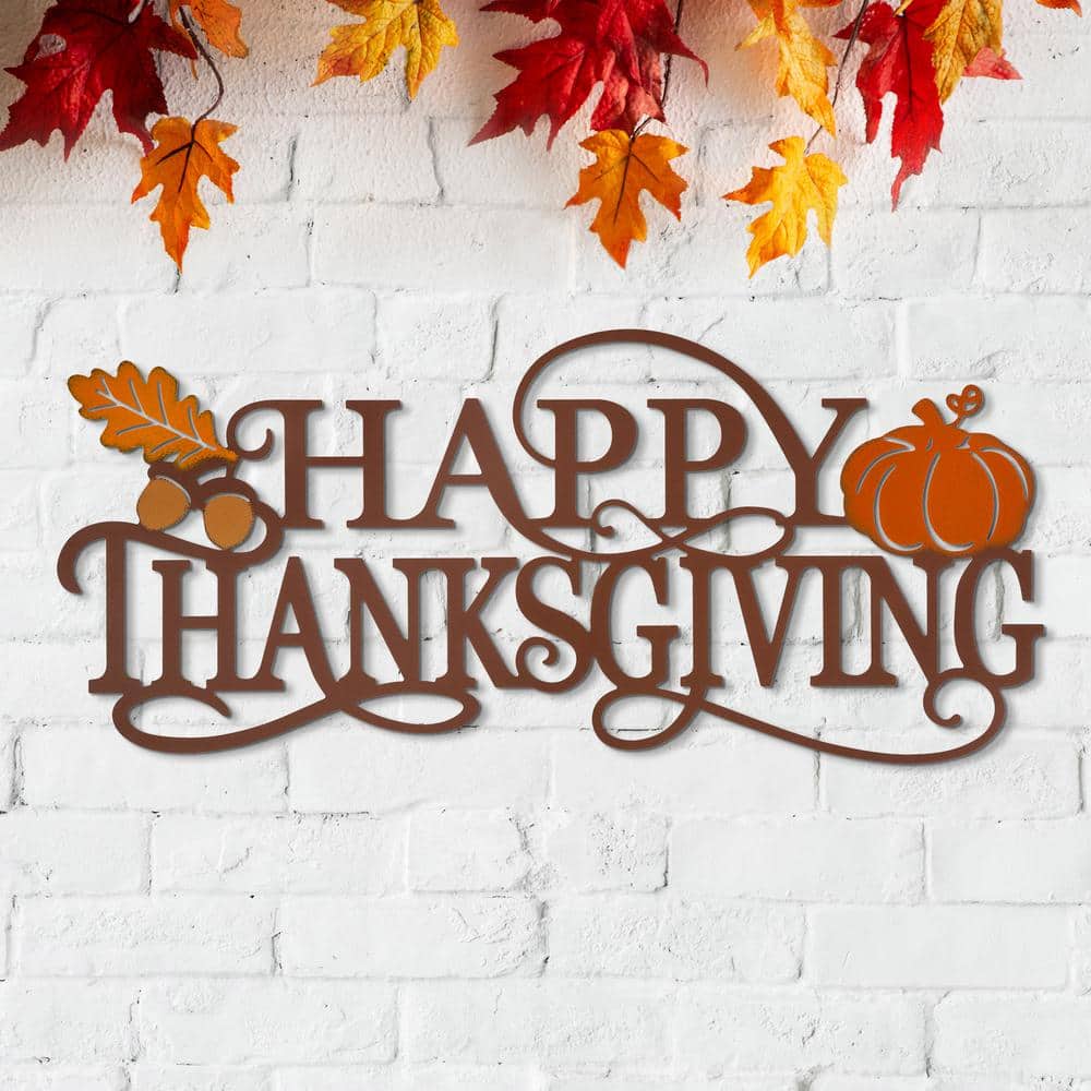 24 in. L Metal Happy Thanksgiving Wall Decor - Hercitys