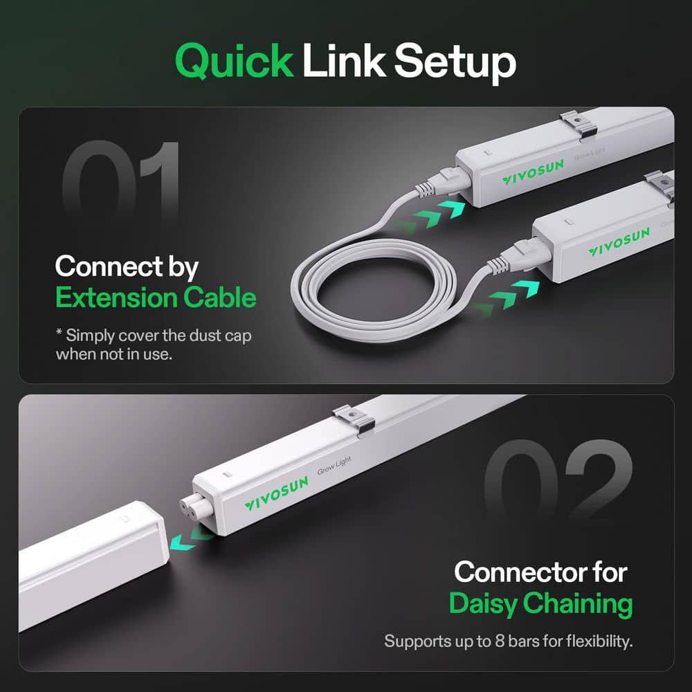 1 ft. 6W/Bar 5000K T5 Linear LED Grow Light, Full Spectrum, ‎Cool White (8-Pack) - Hercitys