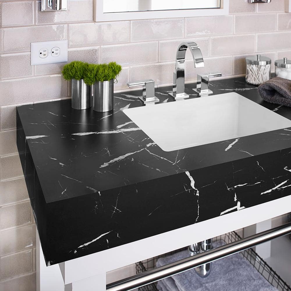 4 ft. x 8 ft. Laminate Sheet in 180fx Nero Marquina with SatinTouch Finish - Hercitys