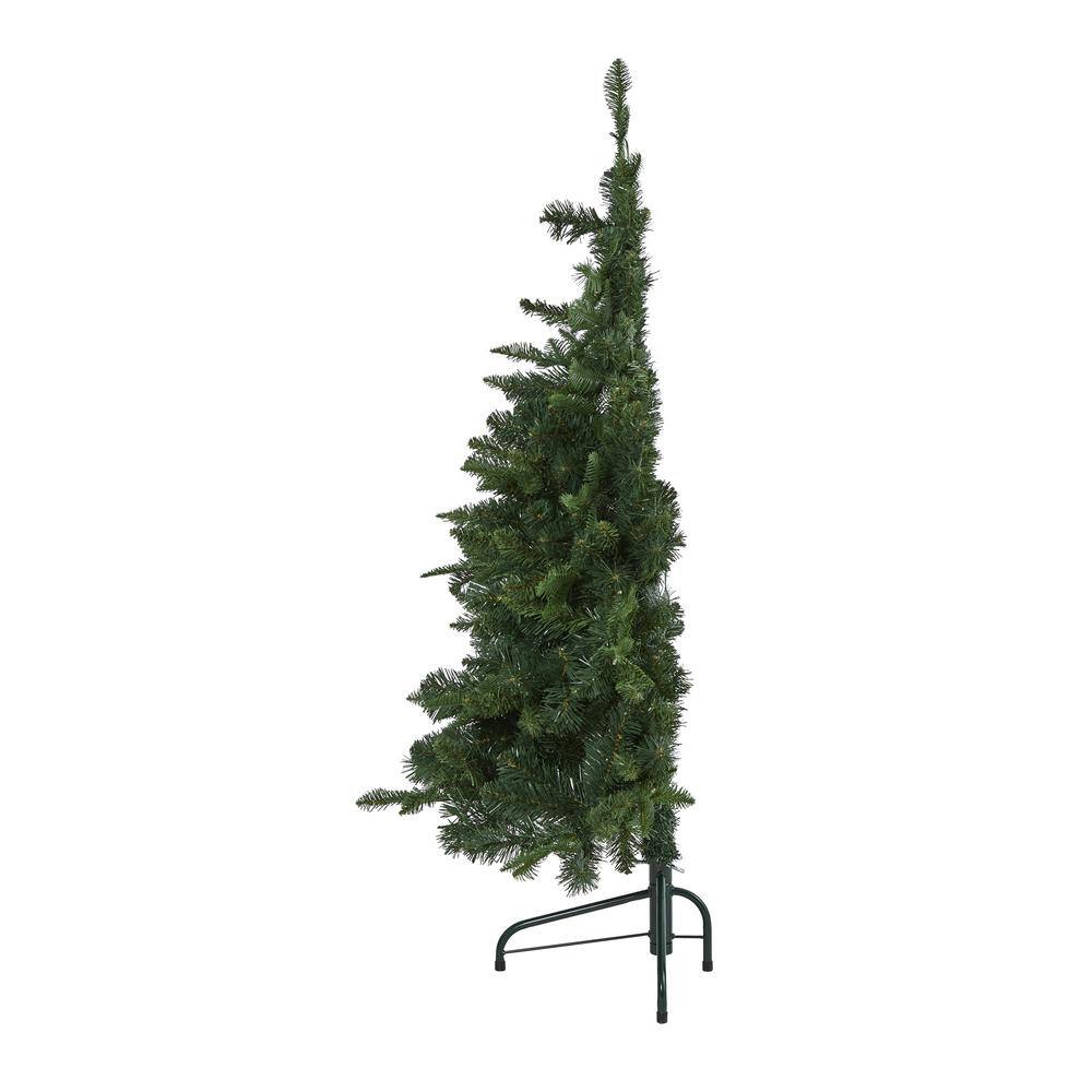 4 ft. Green Pre-Lit LED Grand Teton Spruce Flat Back Artificial Christmas Tree with 90 Clear Lights - Hercitys