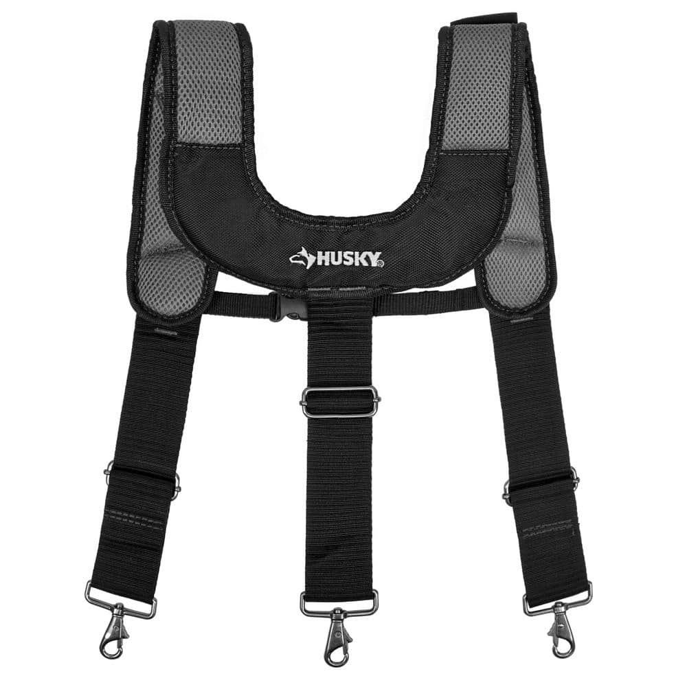16-Pocket Black Carpenter’s Tool Belt with Suspenders - Hercitys