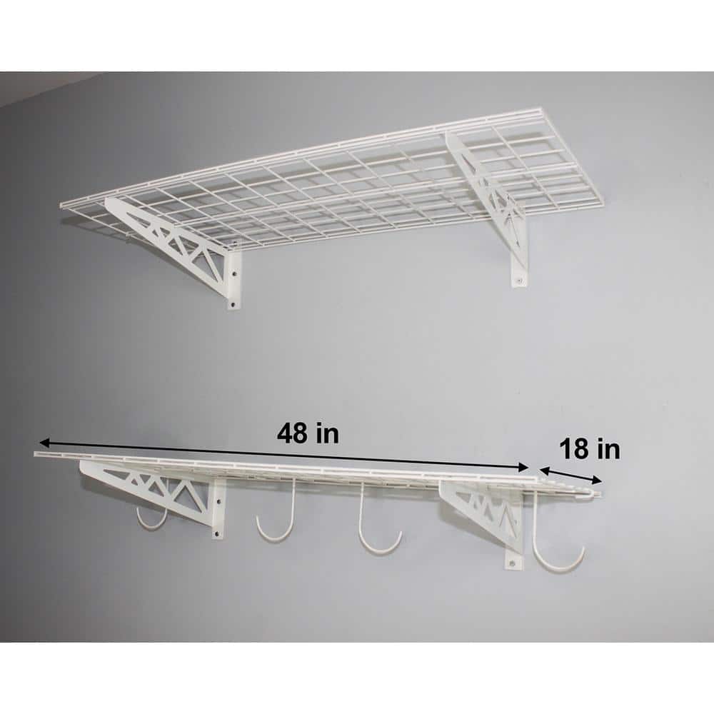18 in. x 48 in. Industrial Steel Metal Garage Wall Shelves (2 Pack) - Hercitys
