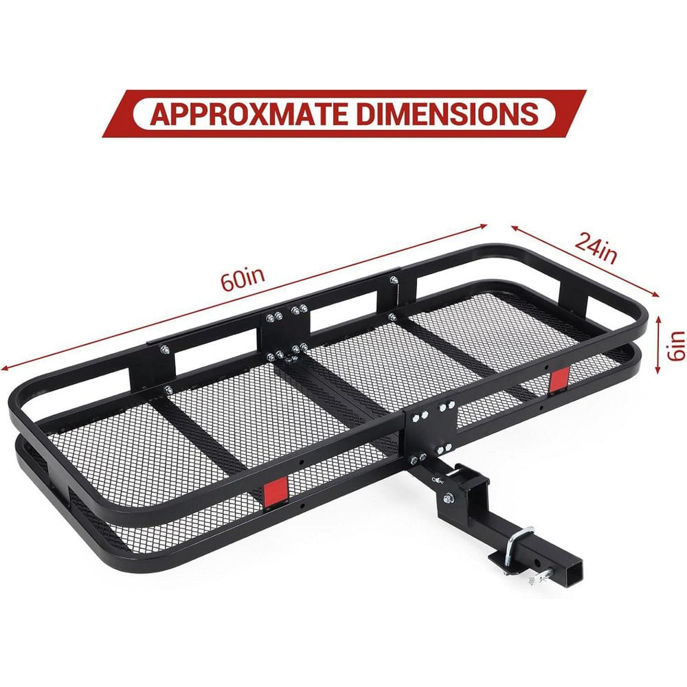 500 lbs. Capacity Hitch Mount Cargo Carrier Basket 60 in. x 24 in. x 6. with Net and Straps - Hercitys