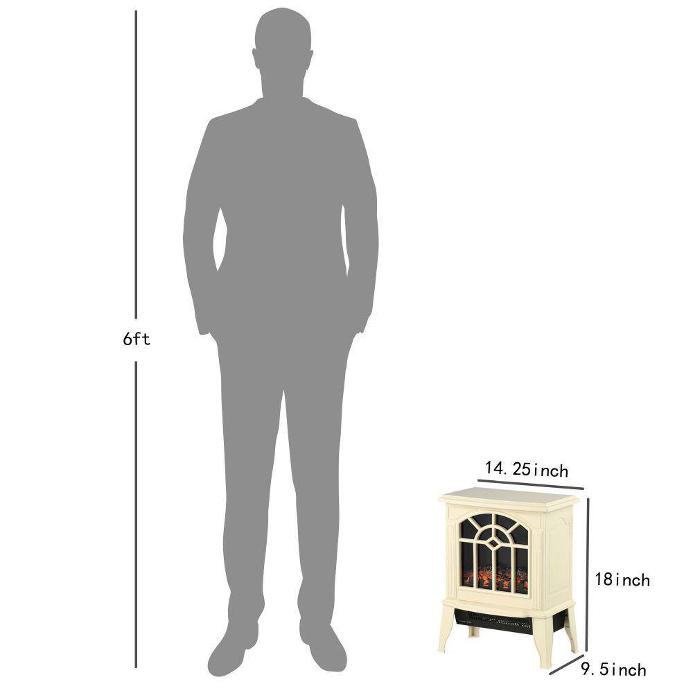 14.25 in. Freestanding Electric Fireplace Stove Electric Fireplace Heater in Cream White with Overheating Protection - Hercitys